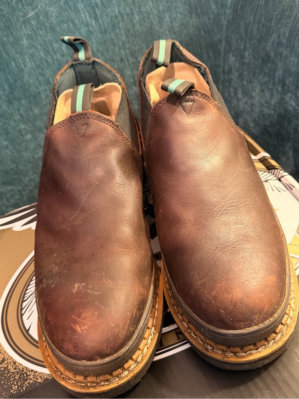 Georgia Boot Brown Leather Steeltoed Slip-On Work Loafers, Men’s 11Wide